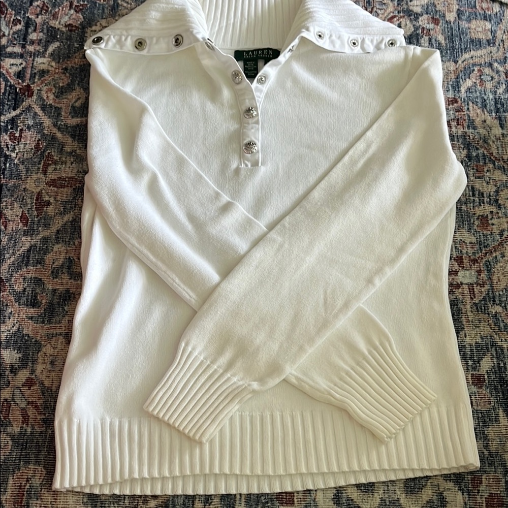 Lauren Ralph Lauren White Sweater Timeless Knit Design